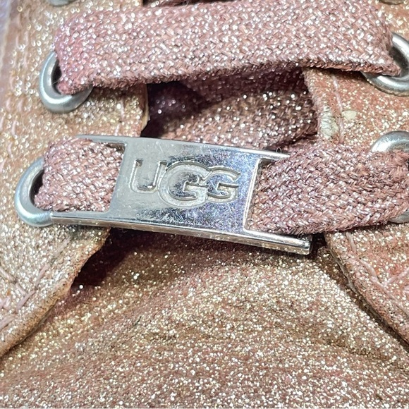 UGG Olive High Top Sneakers Women's Size 6 Pink Glitter Lace Up Side Zip Casual - Picture 4 of 12